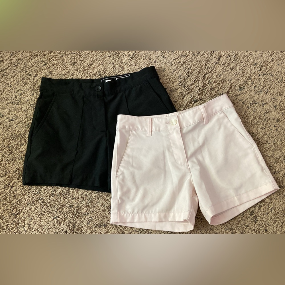 Slazenger Black golf shorts and Pink Puma Golf Shorts
